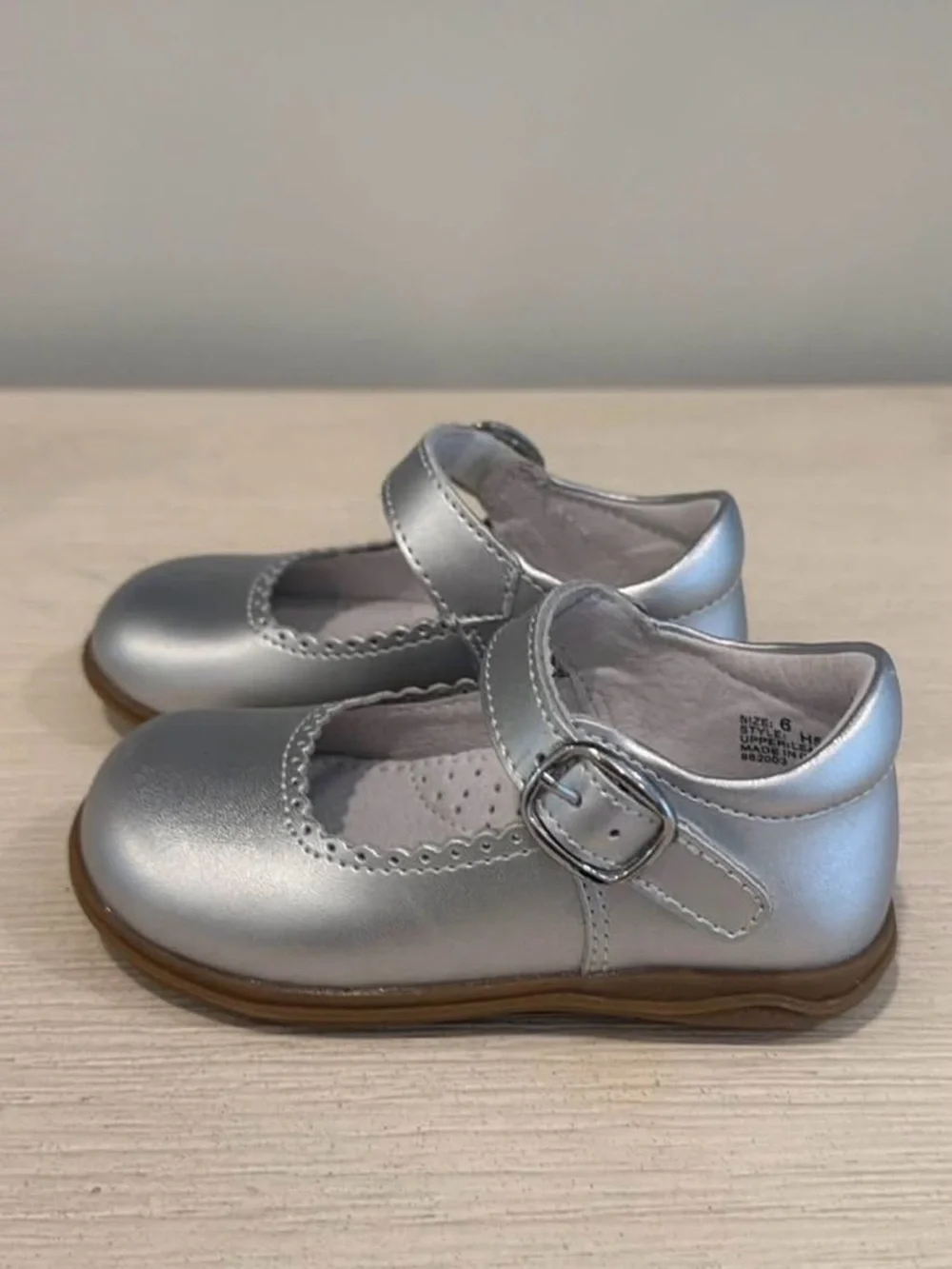 L'Amour Metallic Silver Mary Jane Toddler Shoes